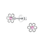 Pink CZ Flower Studs