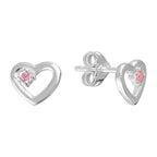 Open Heart Pink CZ Studs