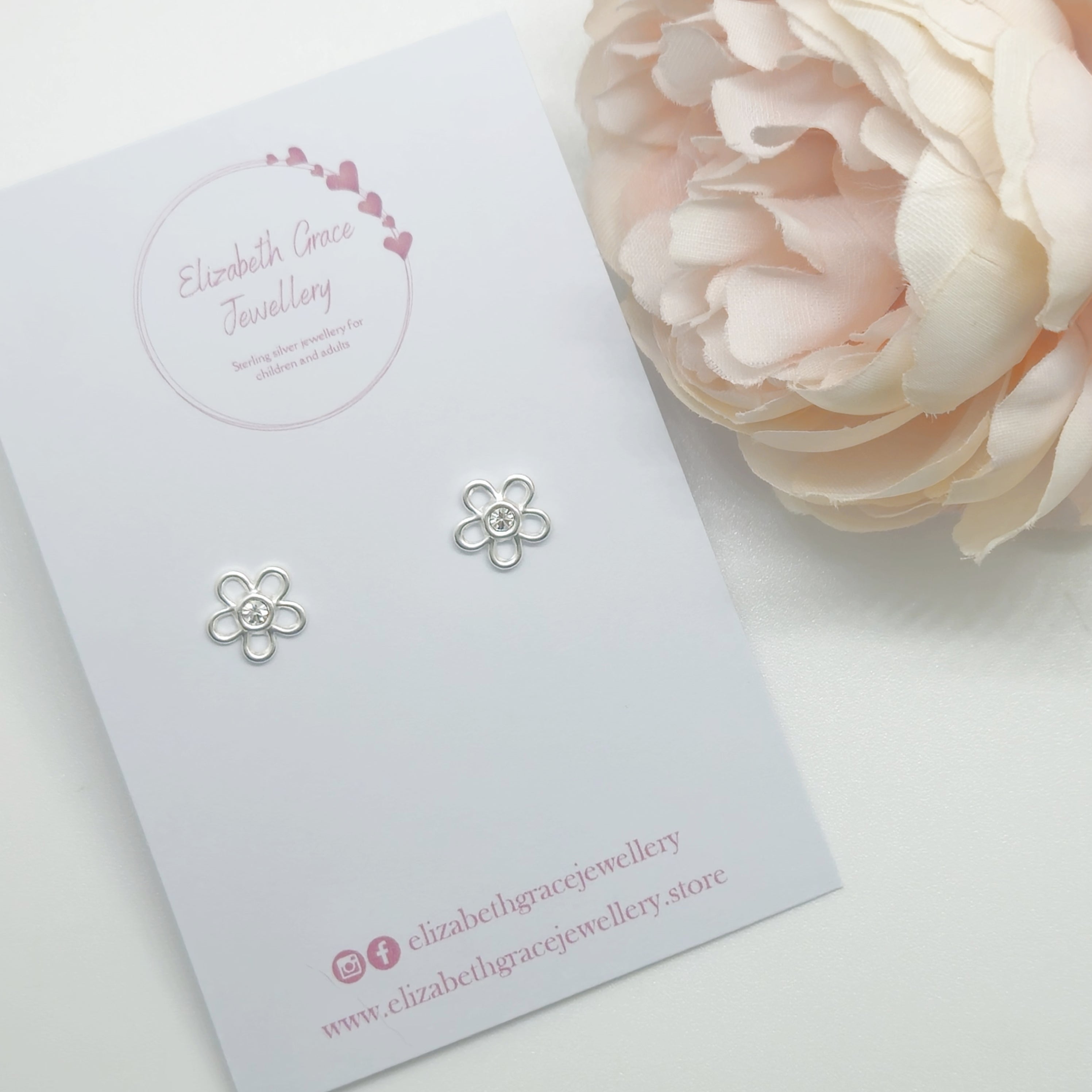 Pretty Flower CZ Flower Studs