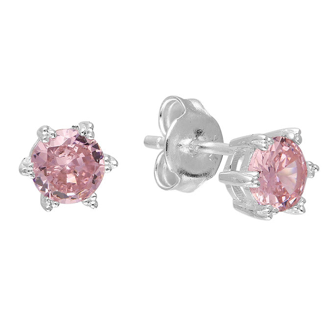 Solitaire Pink CZ Studs