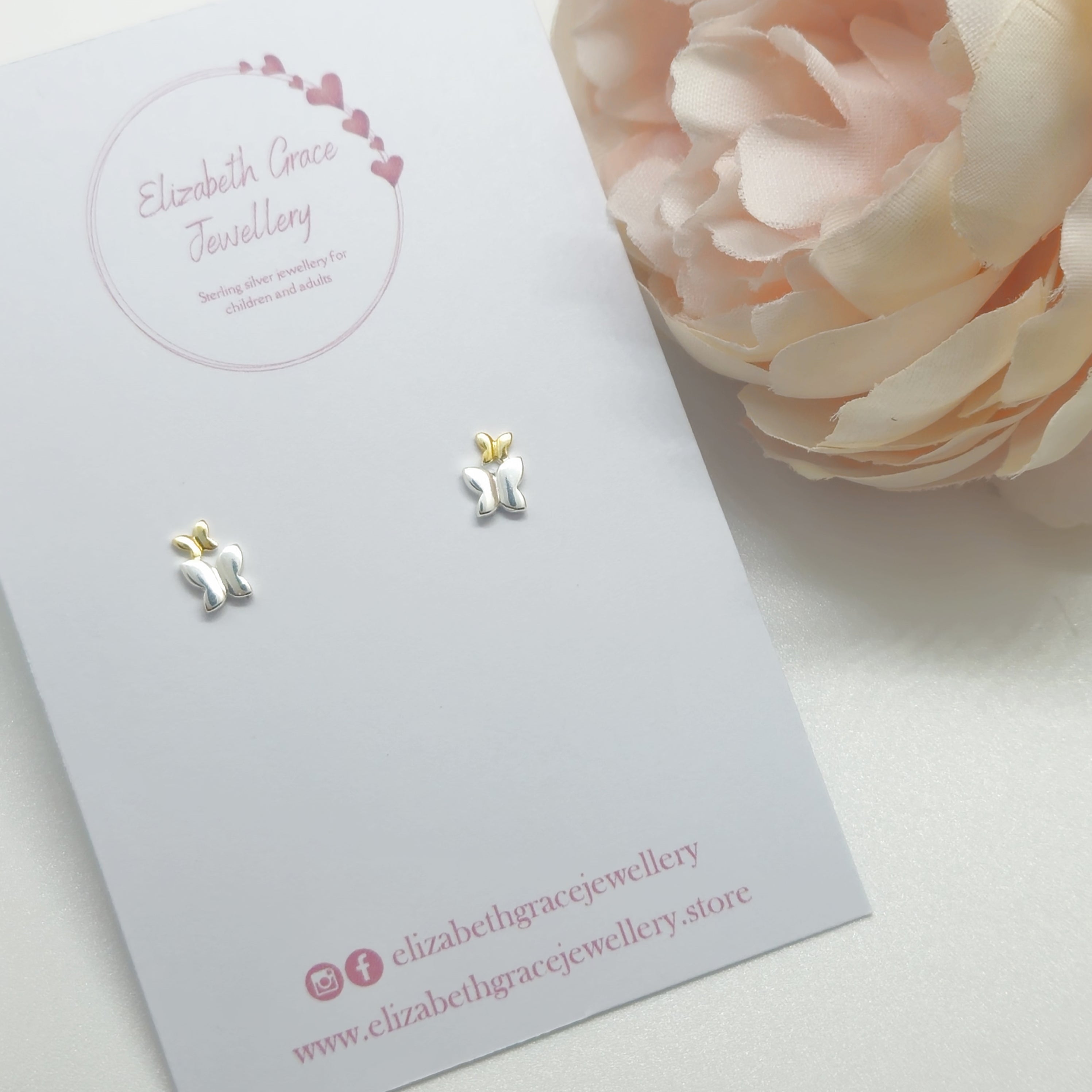 Small Butterfly Two Tone Studs