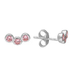 Curved Pink CZ Studs