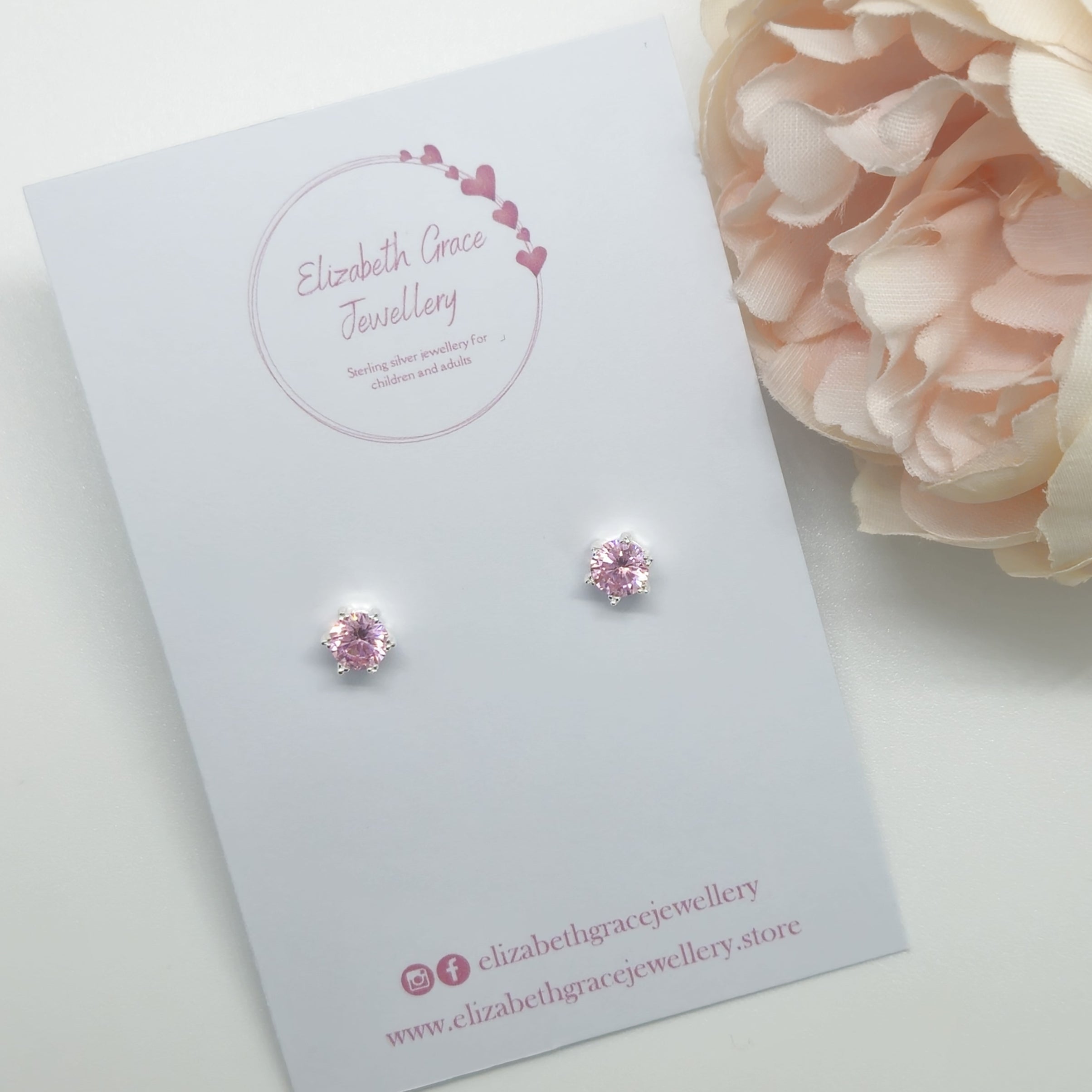 Solitaire Pink CZ Studs