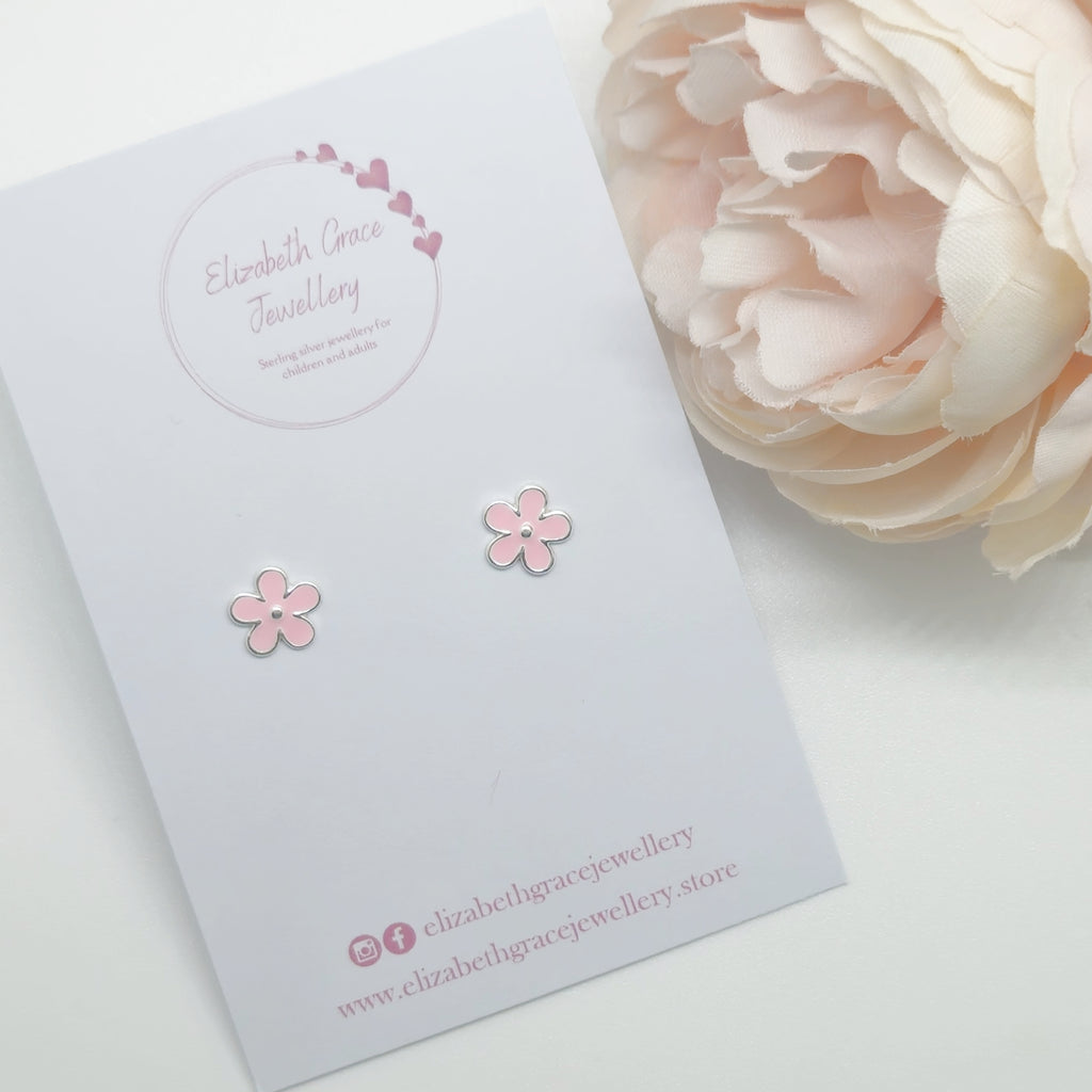 Pink Flower Studs