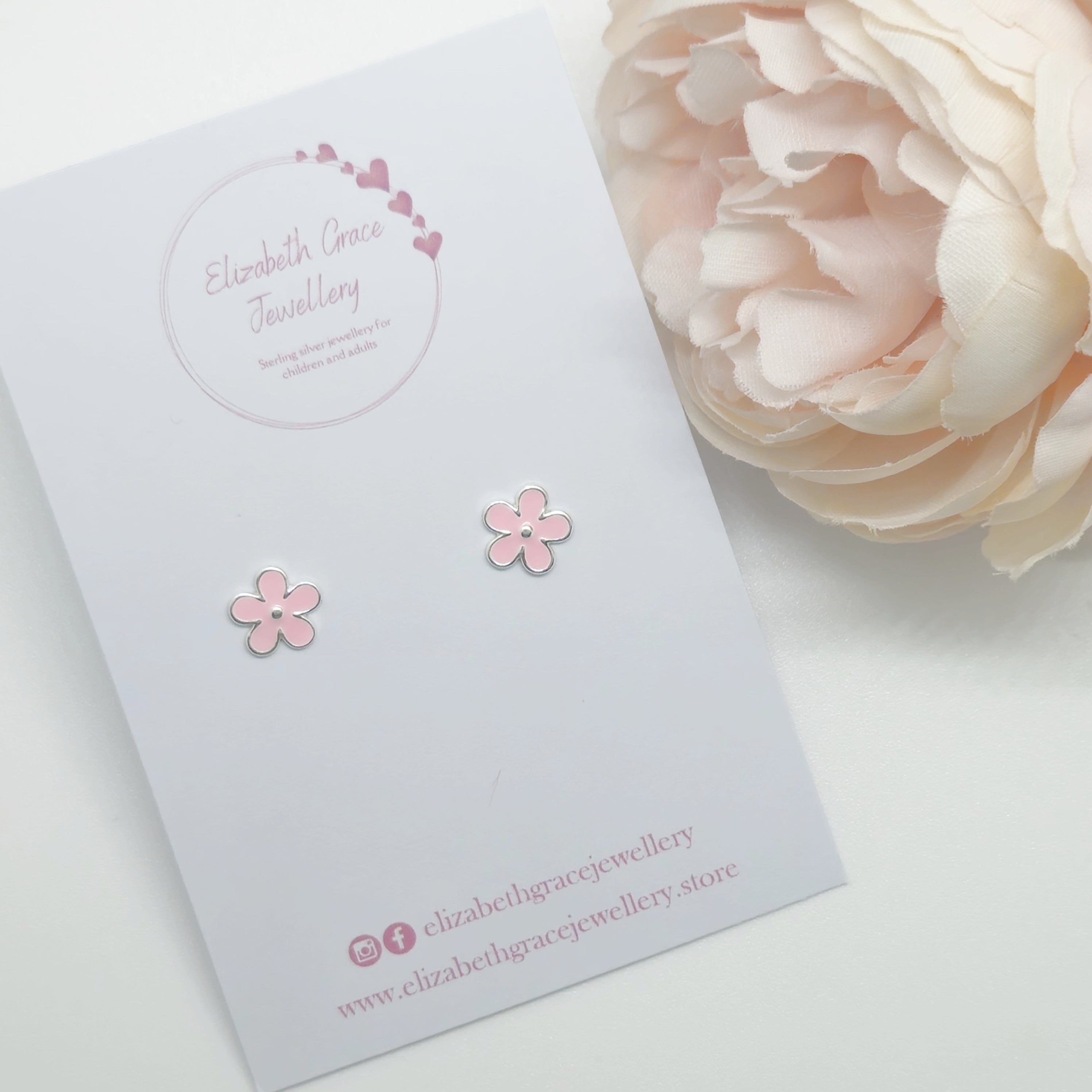 Pink Flower Studs