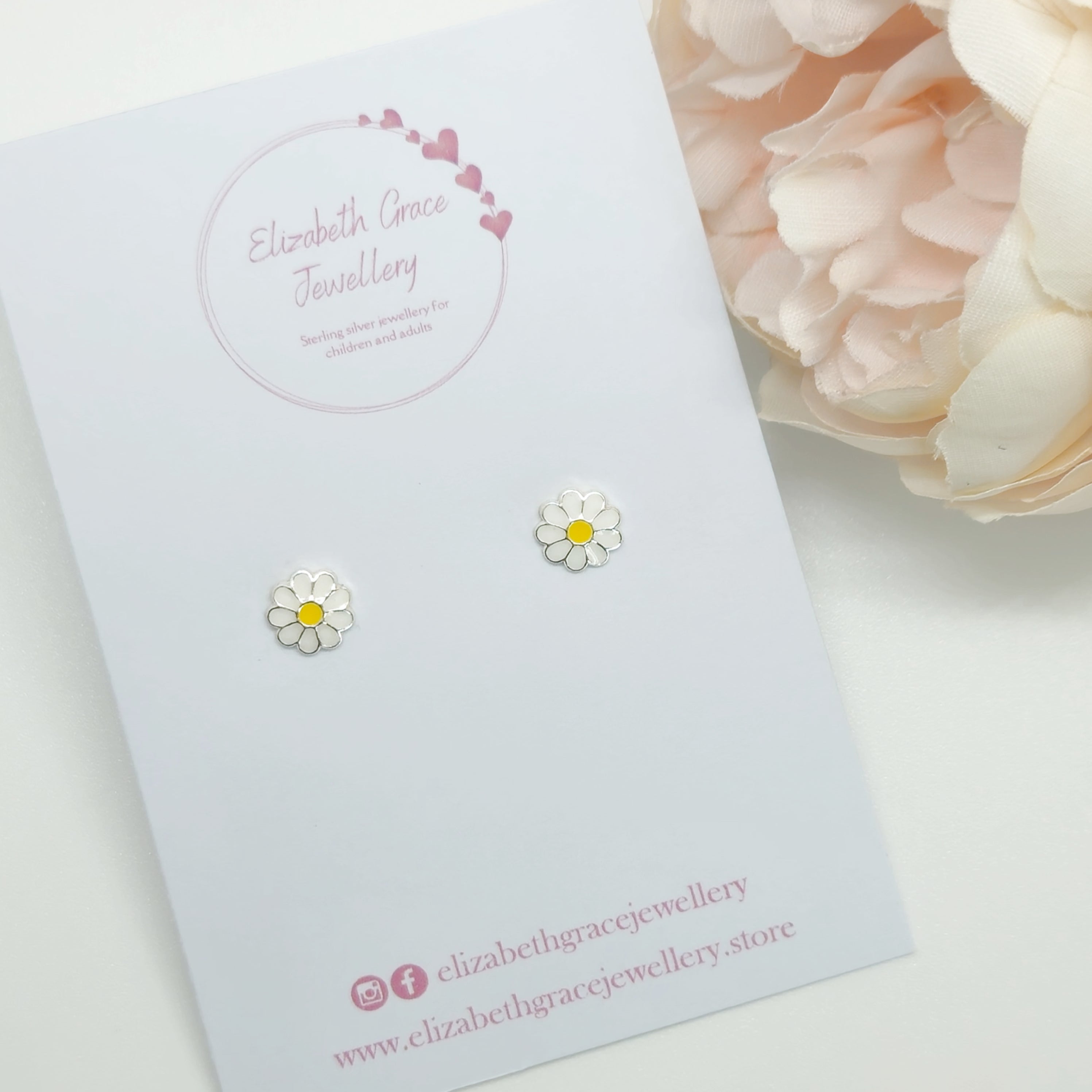 White Daisy Studs