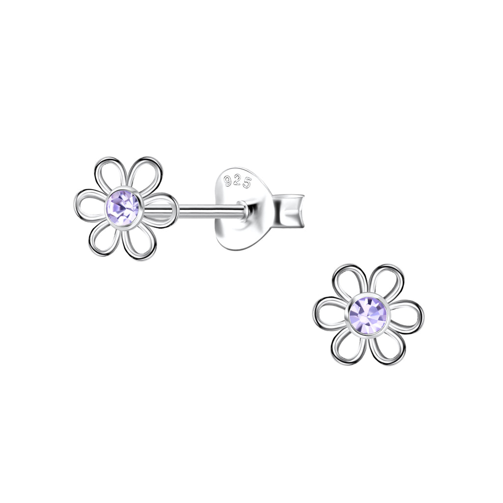 Purple CZ Small Flower Studs