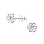 Purple CZ Small Flower Studs