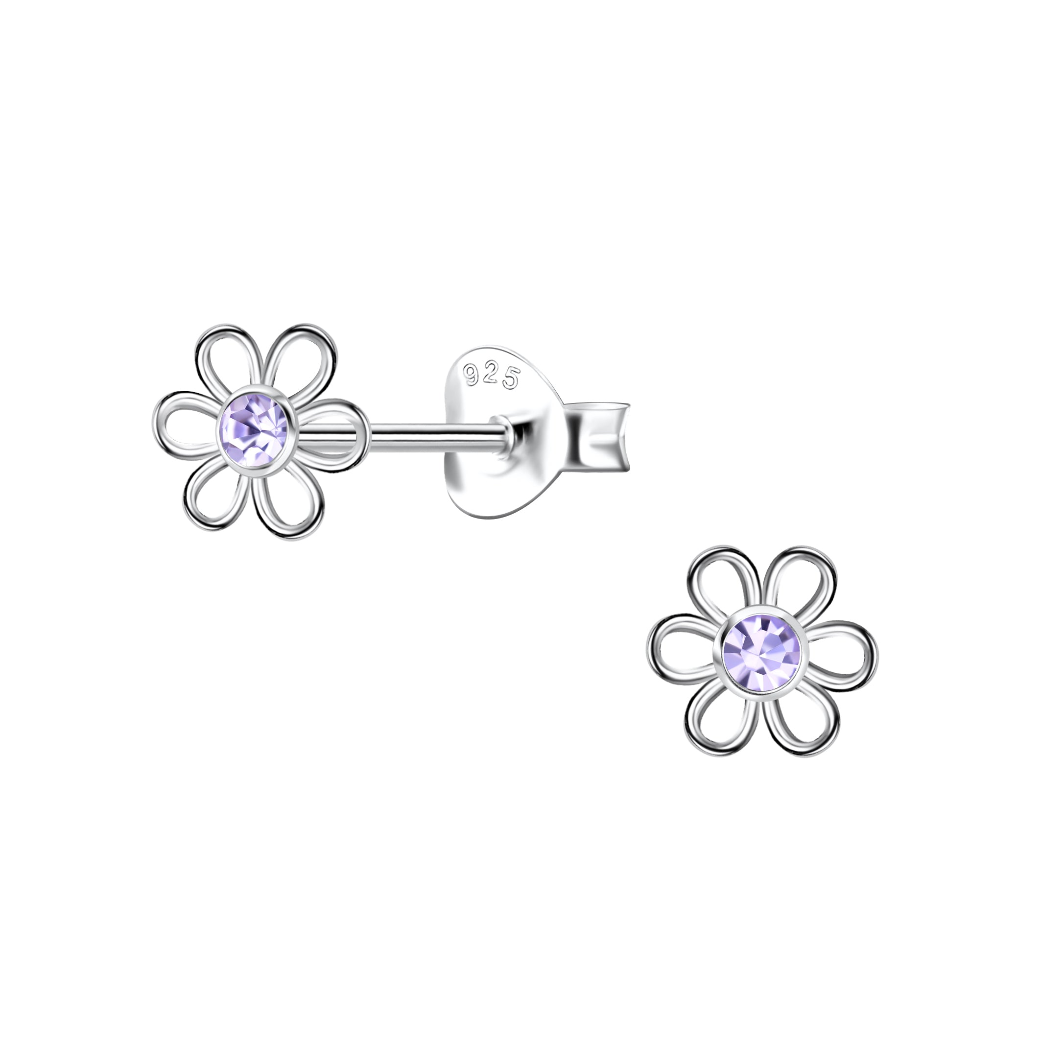 Purple CZ Small Flower Studs