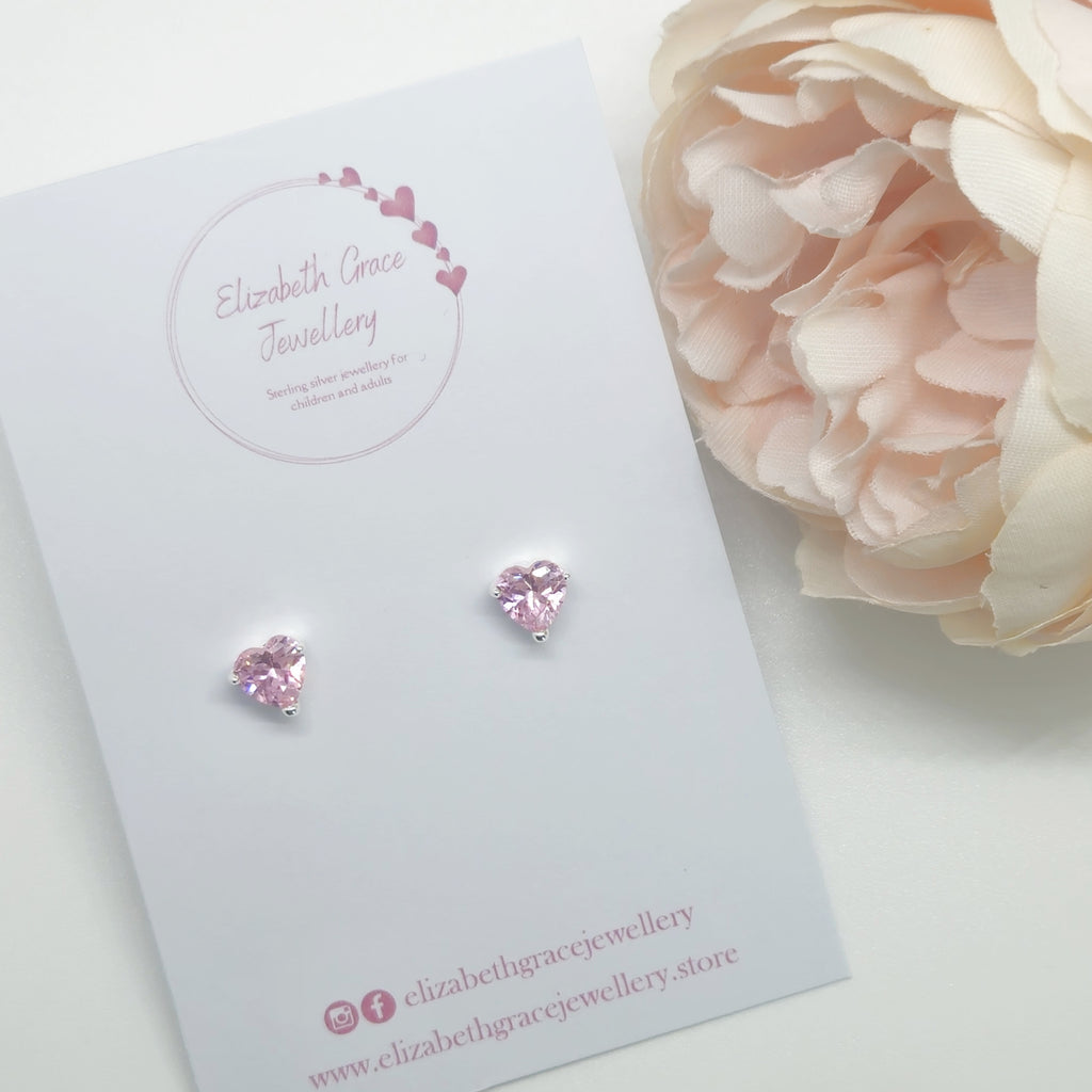 Pink Heart Studs