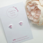 Pink Heart Studs
