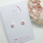 Round Pink Collar CZ Studs