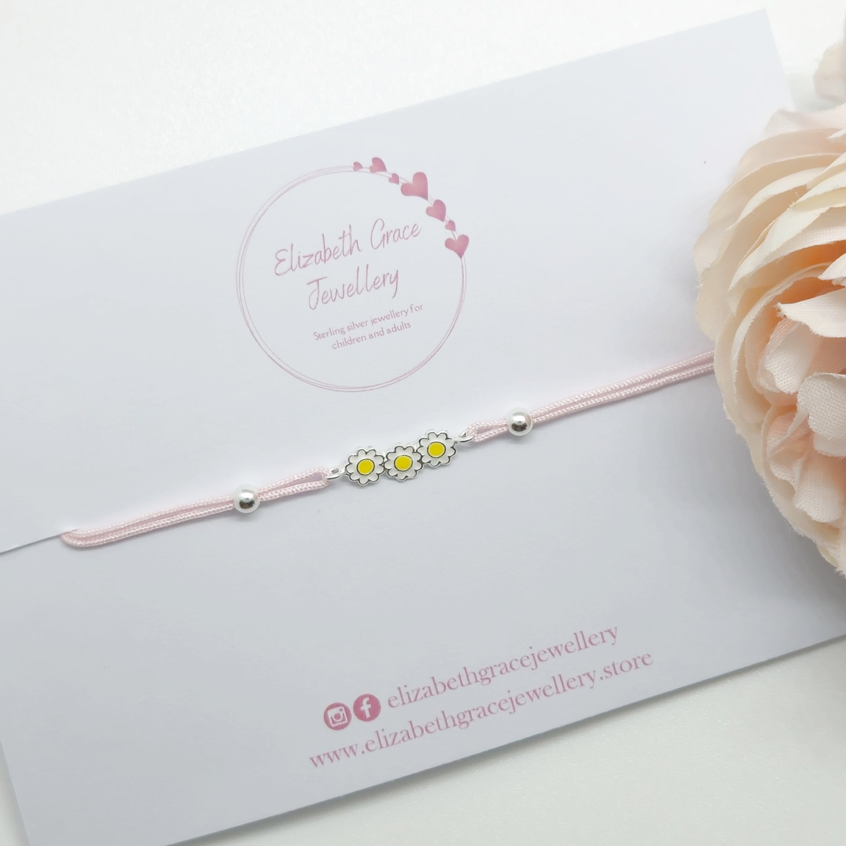 White Daisy Cord Bracelet