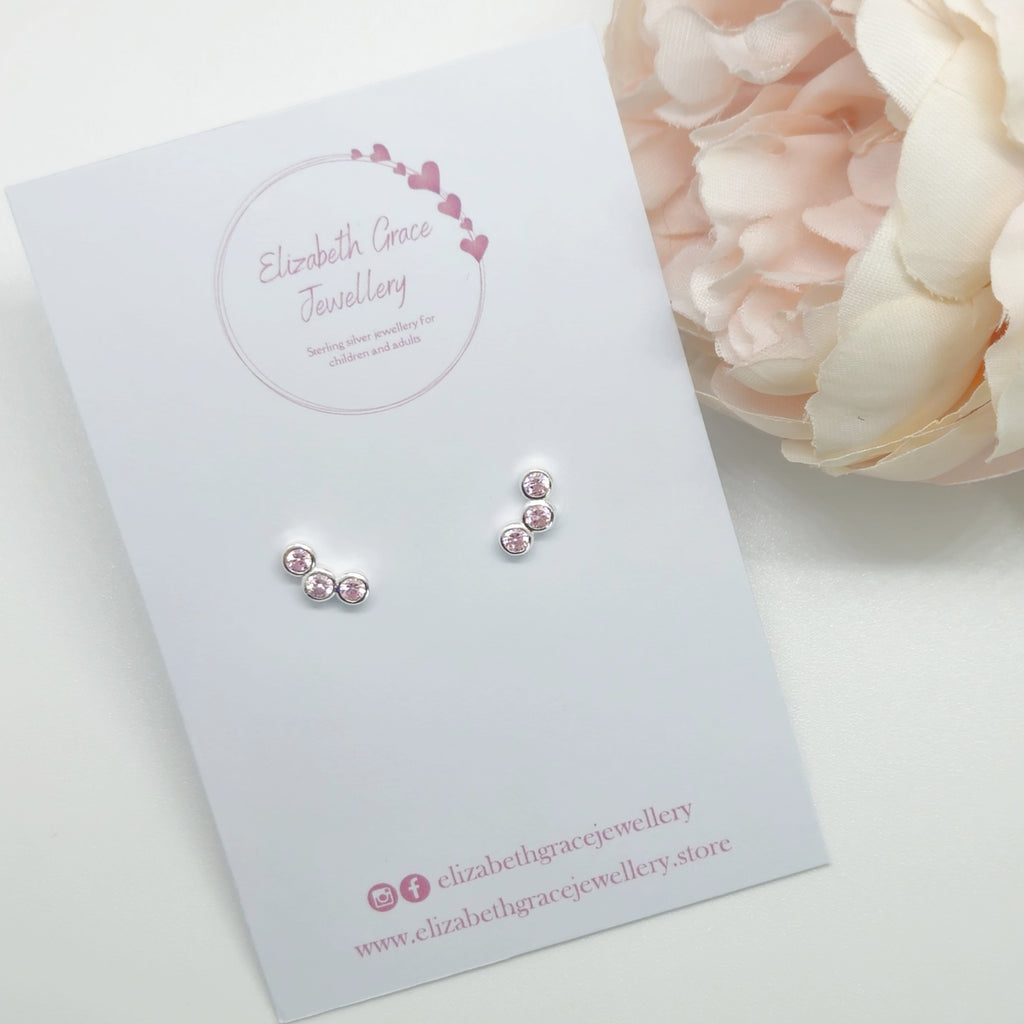 Curved Pink CZ Studs